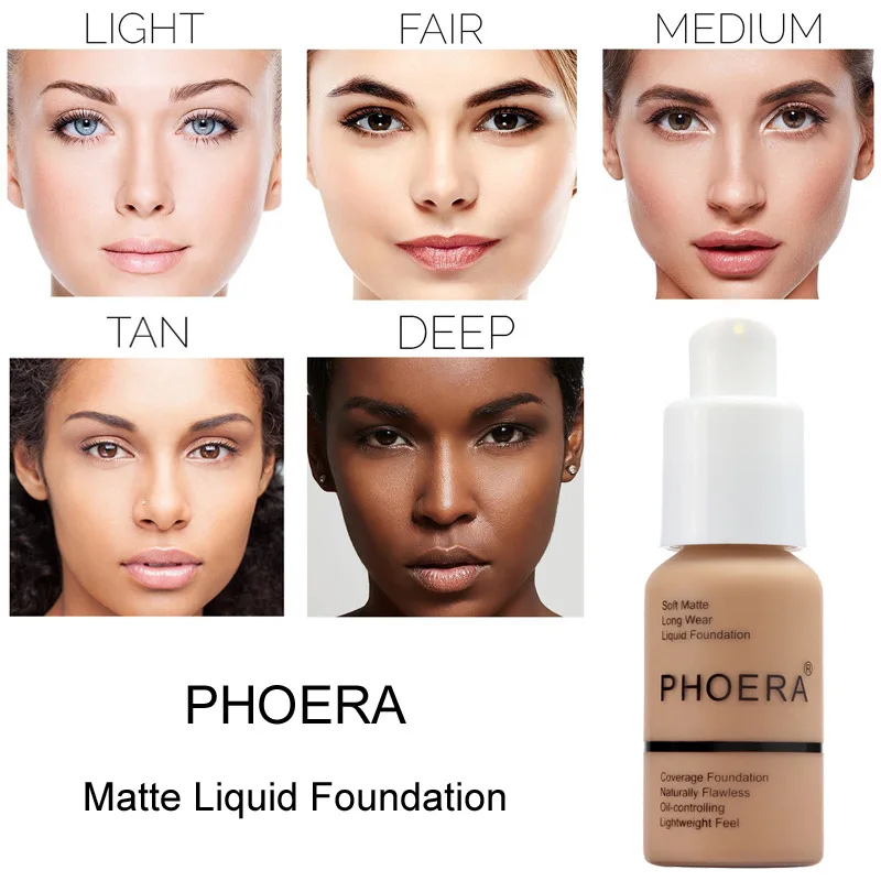 30ML PHOERA Foundation Makeup Base Cream Mineral Touch Whitening Concealer Soft Matte Oil-control Hot Deals TSLM1 |