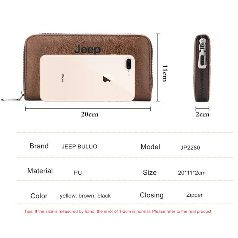 Длинные кошельки JEEP BULUO для мужчин брендовый кожаный смарт-кошелек кредитных