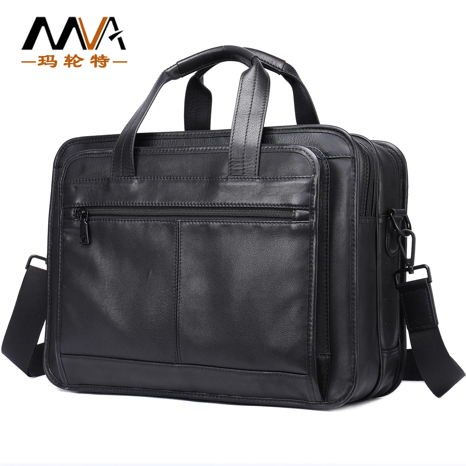 

Men's Handbag Briefcase Real Leather 2021 Man Women's 15" Laptop File Ipad Business Two Layer Travel Briefcases Shoulder Bags