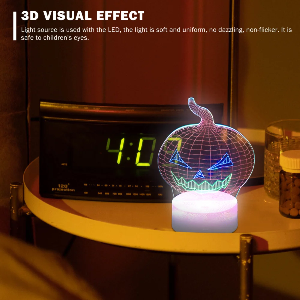 

Pumpkin Shape Touching Night Light 3D Effect Visual Light Touch Bedside Lamp