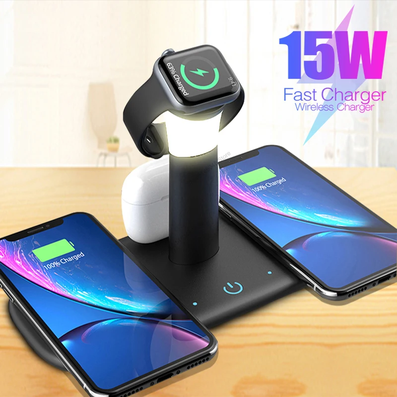 4 In 1 Wireless Charger Station 15W Qi Dual Fast Charging Pad LED Night Light Multifunction Wireless Charge For iPhone 13 12 Pro
4 In 1 Wireless Charger Station 15W Qi Dual Fast Charging Pad LED Night Light Multifunction Wireless Charge For iPhone 13 12 Pro