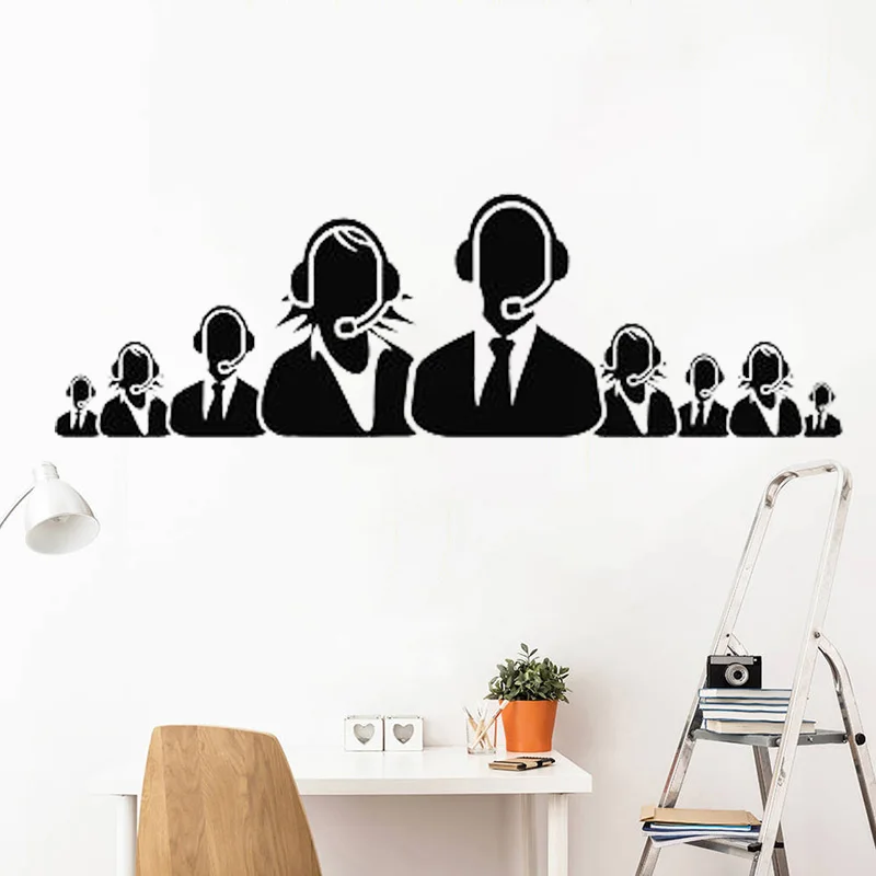 Mural Vinyl Wall Decals Office Removable Stickers Operator Call Center Decoration Art Decor O13 | Дом и сад