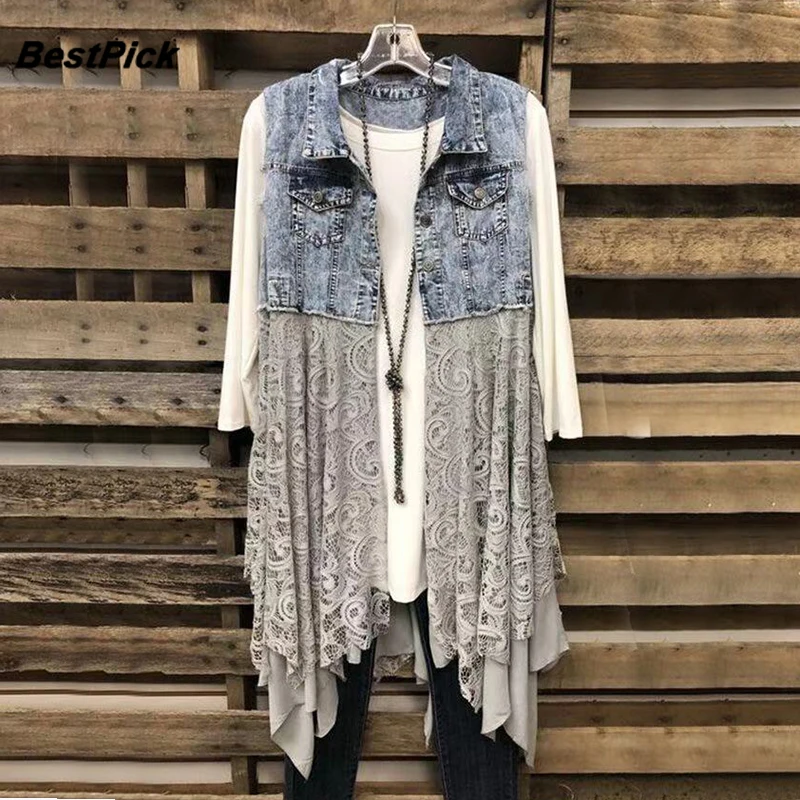 2021 Women Denim Vest Lace Patchwork Long Sleeveless Casual Cardigan Jacket Fashion Daily Streetwear Outwear Tops
2021 Women Denim Vest Lace Patchwork Long Sleeveless Casual Cardigan Jacket Fashion Daily Streetwear Outwear Tops