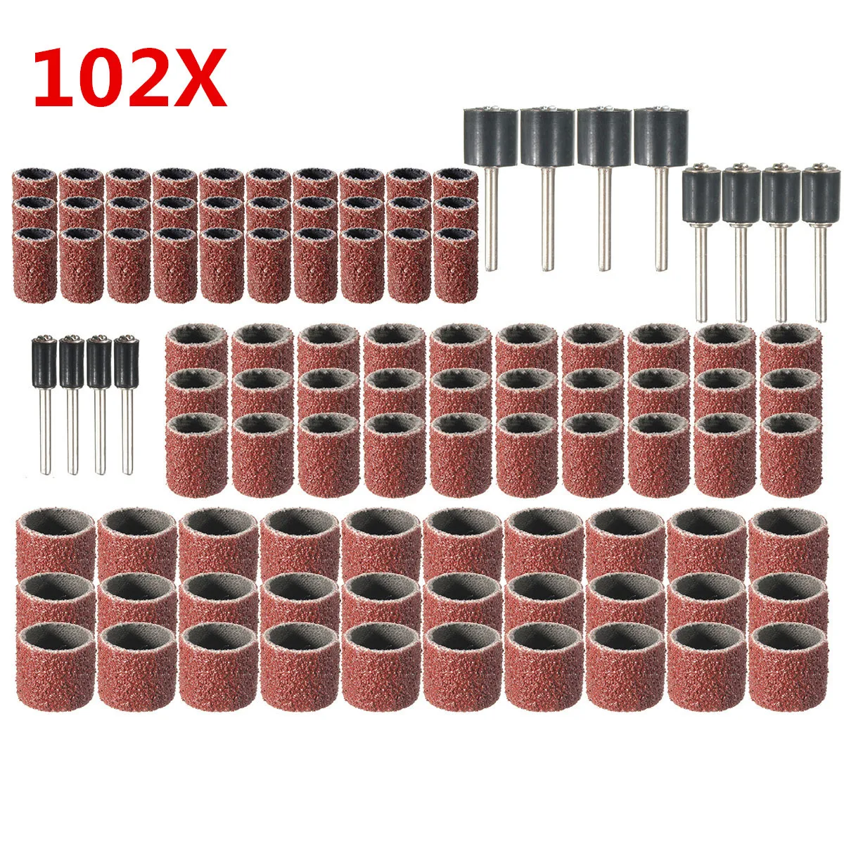 102pcs Sanding Drum Band Mandrel 1/2in 3/8in 1/4in 120 Grit Rotary Tool Kit Polishing Woodworking Abrasive
102pcs Sanding Drum Band Mandrel 1/2in 3/8in 1/4in 120 Grit Rotary Tool Kit Polishing Woodworking Abrasive