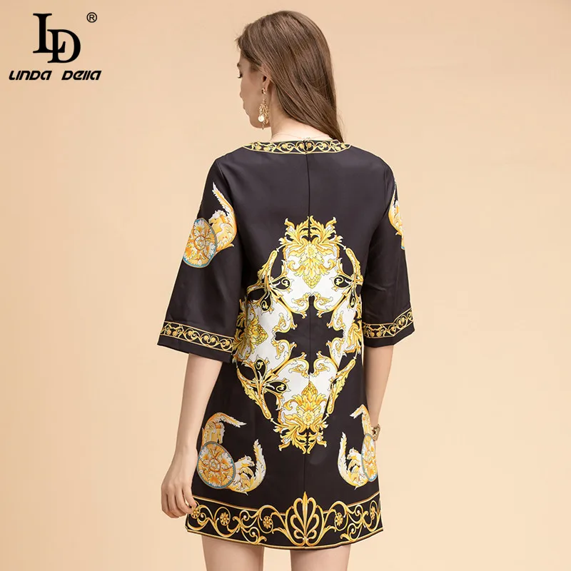 LD LINDA DELLA Fashion Runway Summer Dress Women 3/4 sleeve Crystal Beading Print Vintage Ladies Loose Mini Dresses Vestoidos
LD LINDA DELLA Fashion Runway Summer Dress Women 3/4 sleeve Crystal Beading Print Vintage Ladies Loose Mini Dresses Vestoidos