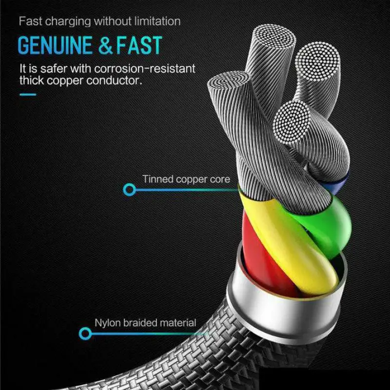 High Speed Fast Charging Cable Metal Housing Braided Micro USB Durable Tinning Type C 8 Pin For iphone | Мобильные телефоны и