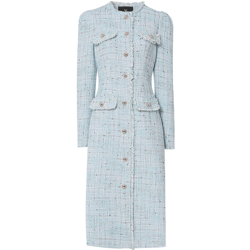 French style autumn winter woven tweed dress women samll fragrance slim single breasted a-line dress
French style autumn winter woven tweed dress women samll fragrance slim single breasted a-line dress