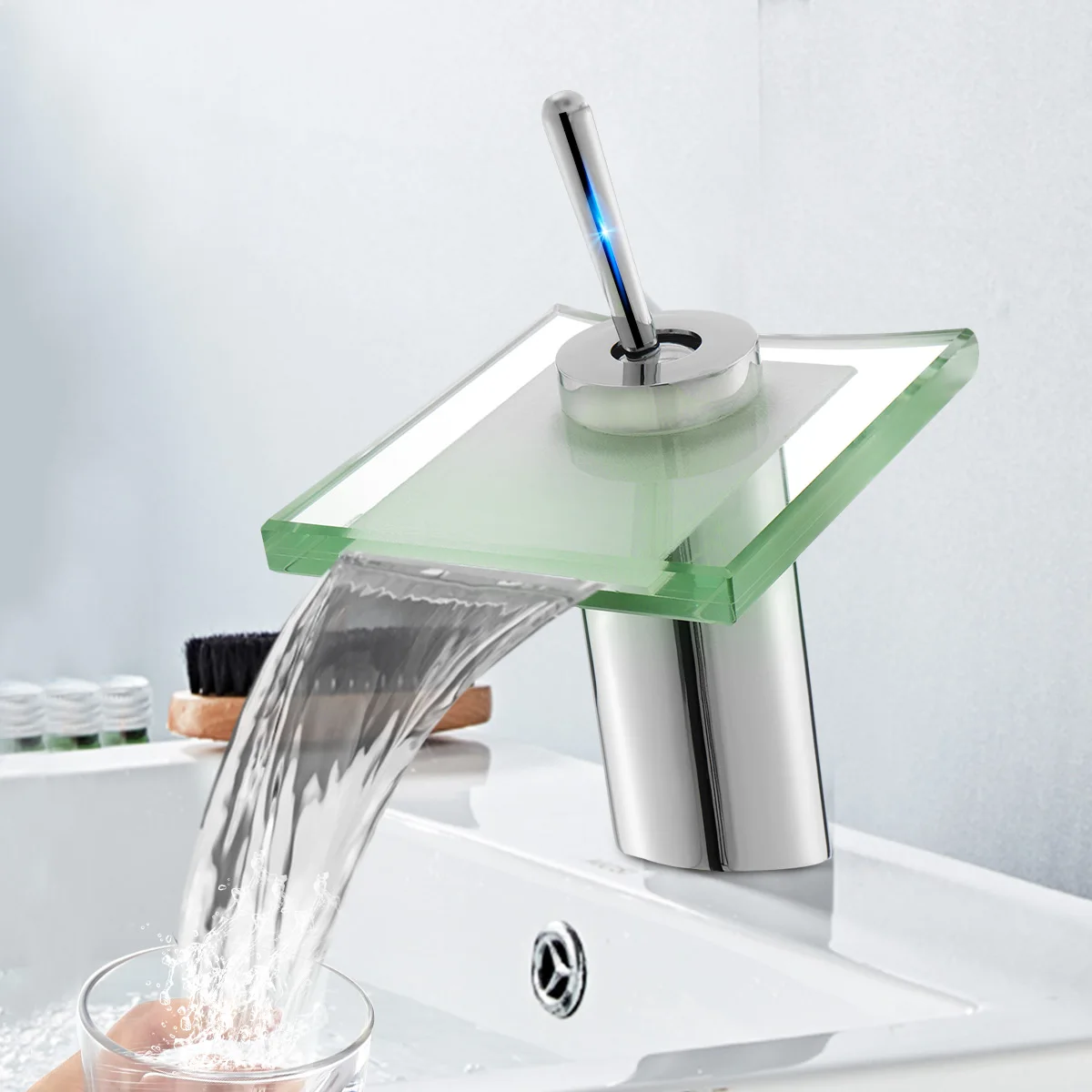 HOT Spout Bathroom Basin Faucet Single Handle Hole Vanity Sink Faucet Deck Mounted Modern Glass Waterfall Mixer Tap
HOT Spout Bathroom Basin Faucet Single Handle Hole Vanity Sink Faucet Deck Mounted Modern Glass Waterfall Mixer Tap