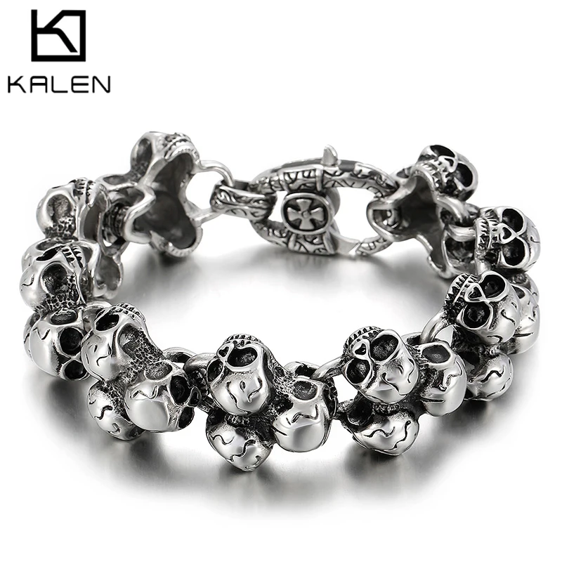 Kalen 24mm Gothic Style Stacked Skull Accessory Chain Men's Bracelet Party Jewelry
Kalen 24mm Gothic Style Stacked Skull Accessory Chain Men's Bracelet Party Jewelry