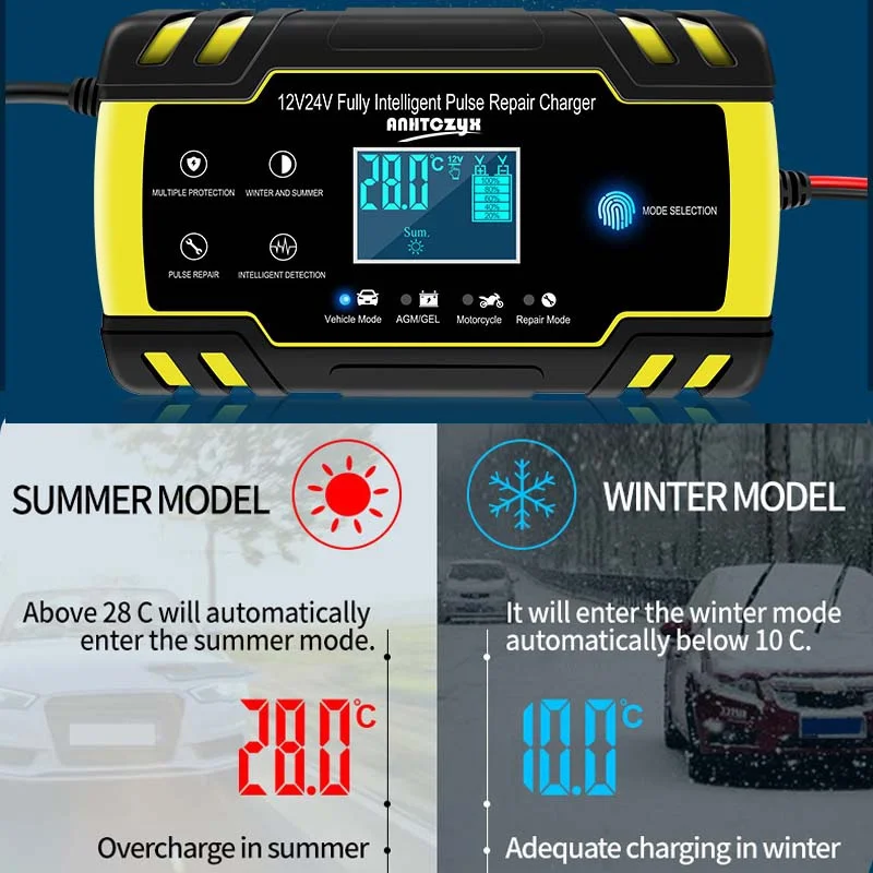 12V-24V 8A Full Automatic Battery-chargers Pulse Repair LCD Display Smart Fast Charges Power Puls Repair Chargers Dry Lead Acid
12V-24V 8A Full Automatic Battery-chargers Pulse Repair LCD Display Smart Fast Charges Power Puls Repair Chargers Dry Lead Acid