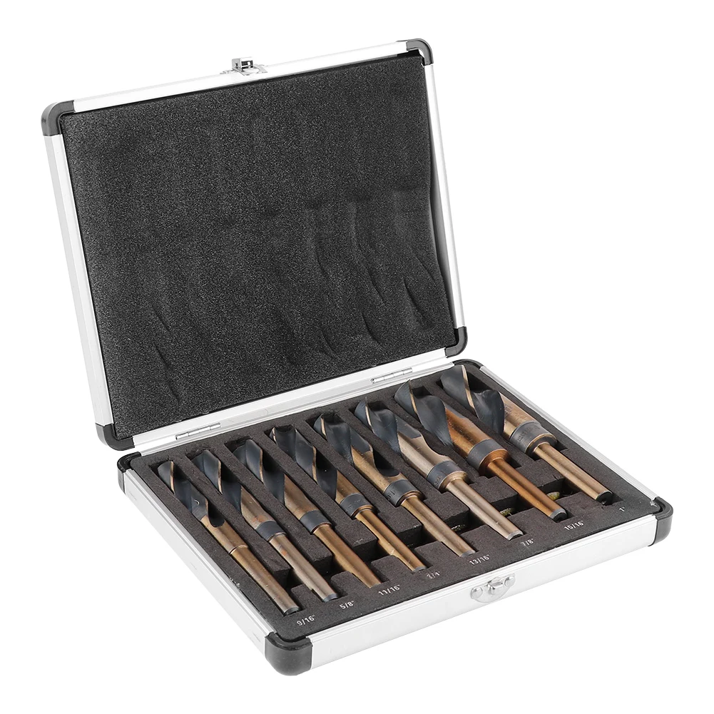 8pcs HSS Ti Coated Drill Set 1/2" Shank Gold and Deming Drill Bit Set in Aluminum Carry Case
8pcs HSS Ti Coated Drill Set 1/2" Shank Gold and Deming Drill Bit Set in Aluminum Carry Case
