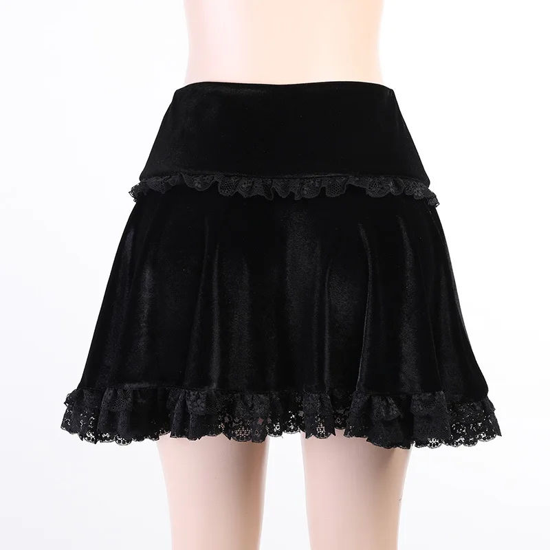 ALLNeon Mall Goth High Waist Lace Trim Velvet Skirts E-girl Aesthetics Embroidery Black Pleated Skirt Y2K Fashion A-line Bottoms
ALLNeon Mall Goth High Waist Lace Trim Velvet Skirts E-girl Aesthetics Embroidery Black Pleated Skirt Y2K Fashion A-line Bottoms