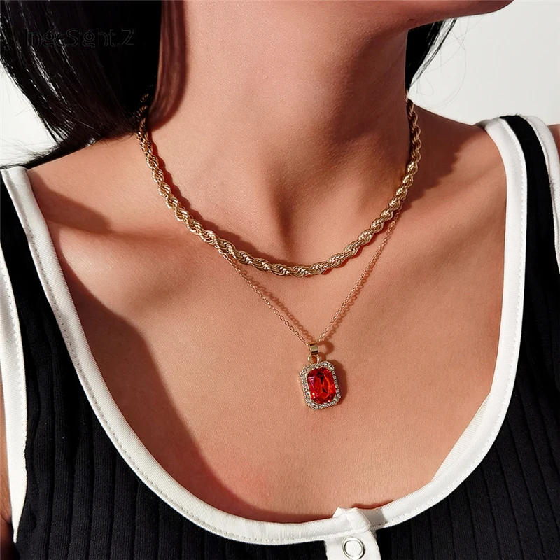 Multi Layered Rhinestone Crystal Square Pendant Necklace Women Twisted Metal Rope Chain Choker Collar Jewelry Gift
Multi Layered Rhinestone Crystal Square Pendant Necklace Women Twisted Metal Rope Chain Choker Collar Jewelry Gift