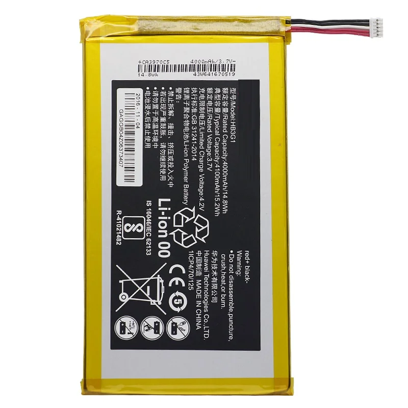 Сменный аккумулятор для планшета HB3G1 для Huawei S7 S7-301U 301W 302 303 (7 дюймов) 701 931 4000 мАч
Сменный аккумулятор для планшета HB3G1 для Huawei S7 S7-301U 301W 302 303 (7 дюймов) 701 931 4000 мАч
