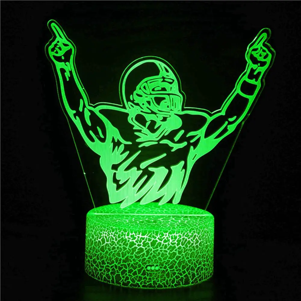 

Sports Rugby Characters 3D Night Light LED Table Lamp Commemorative Trophy Olive Hat Icon Desktop Decoration Decoration Bedroom