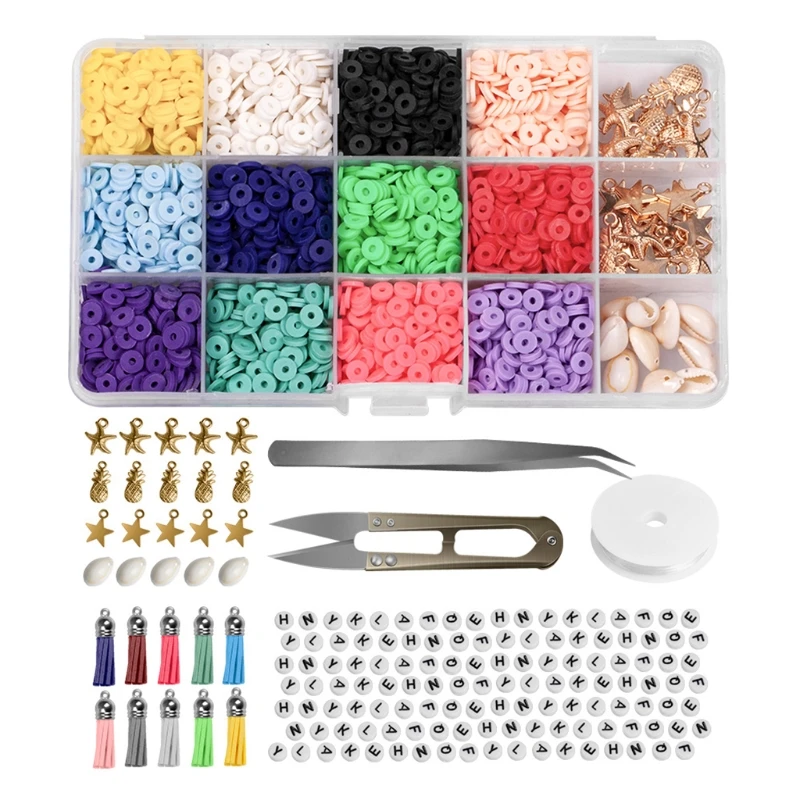 E56A Flat Round Polymer Clay Spacer Beads Loose Spacer Beads Necklace Earrings Diy Craft Kit with Decorative Accessories
E56A Flat Round Polymer Clay Spacer Beads Loose Spacer Beads Necklace Earrings Diy Craft Kit with Decorative Accessories