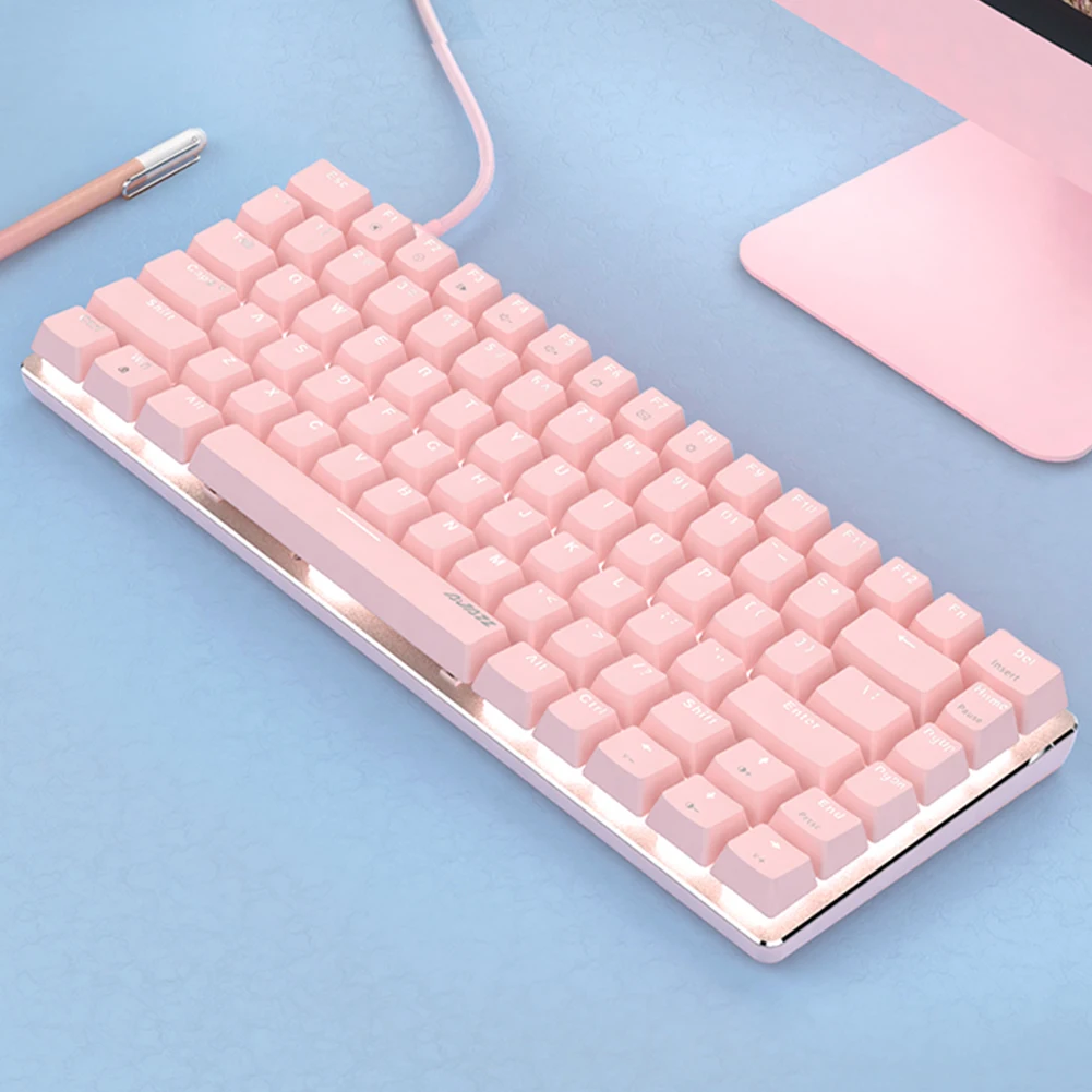 Mechanical Gaming Keyboard 82 Keys Layout Cute Pink Keycaps Red/Blue Switch for Win PC IOS Desktop Laptop | Компьютеры и офис
