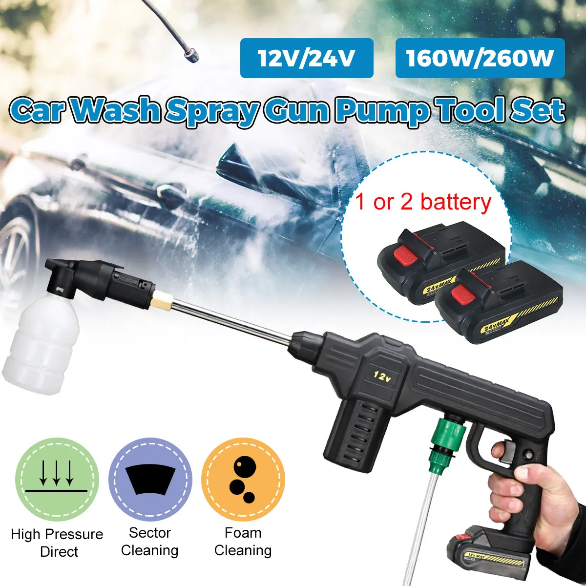 12/24V Portable High Pressure Wireless Electric High Power Car Washing Guns Machine 0-4000mAh Rechargable Washing Pump
12/24V Portable High Pressure Wireless Electric High Power Car Washing Guns Machine 0-4000mAh Rechargable Washing Pump