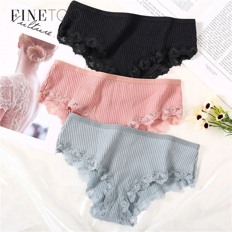 Трусы женские FINETOO M-XL хлопок цвет в ассортименте 3 шт./компл. трусики сексуальное