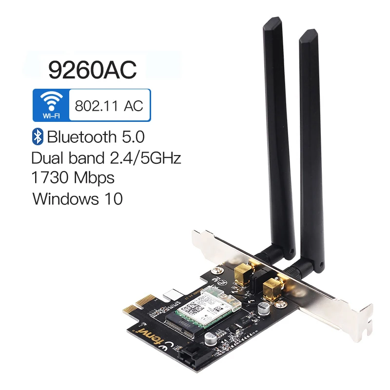 1730 Мбит/с двухдиапазонный Настольный PCI E беспроводной AC 9260 для 9260NGW MU MIMO 5 ГГц WiFi