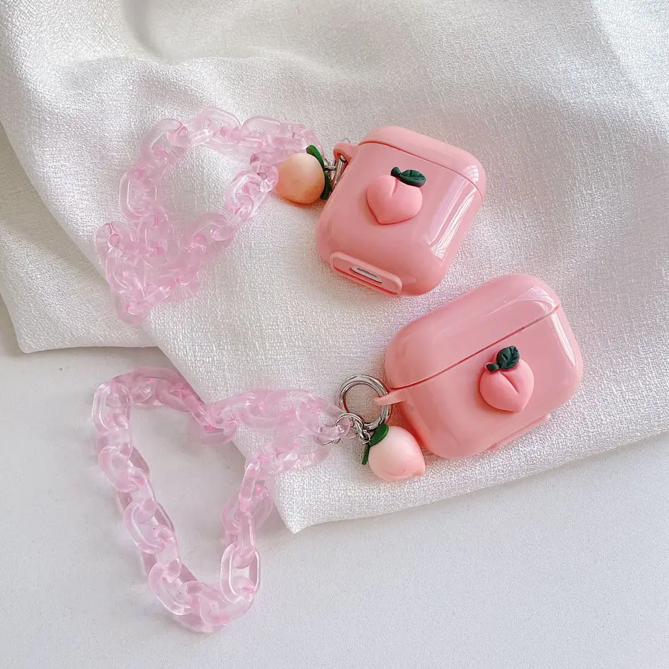 Cute Pink Peach Earphone Case For AirPods 2/1 airpod Soft Earphone Cover For AirPods Pro 3 Headset Case with Peachy Peach Chain
Cute Pink Peach Earphone Case For AirPods 2/1 airpod Soft Earphone Cover For AirPods Pro 3 Headset Case with Peachy Peach Chain
