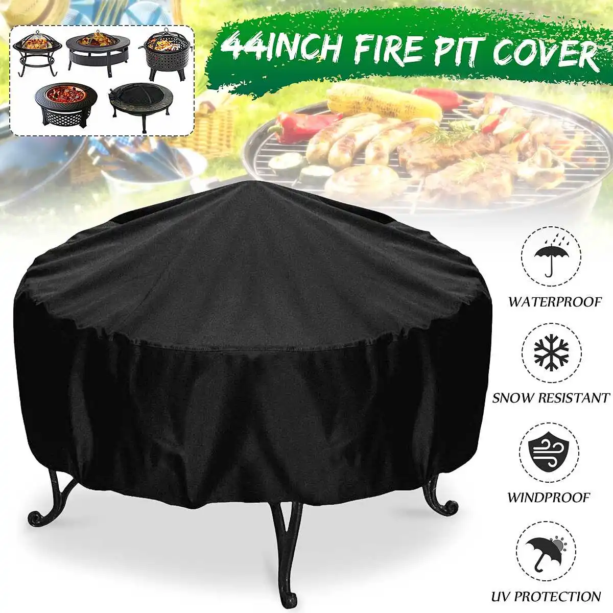 112cm Round Polyester Patio Easy Clean Outdoor Waterproof Protective Garden Black Fire Pit Cover BBQ Cooking Anti Dust
112cm Round Polyester Patio Easy Clean Outdoor Waterproof Protective Garden Black Fire Pit Cover BBQ Cooking Anti Dust