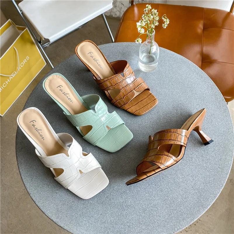 Meotina Women Slippers Shoes Genuine Leather Sandals High Thin Heels Sandals Square Toe Cow Leather Ladies Footwear Summer Brown
Meotina Women Slippers Shoes Genuine Leather Sandals High Thin Heels Sandals Square Toe Cow Leather Ladies Footwear Summer Brown