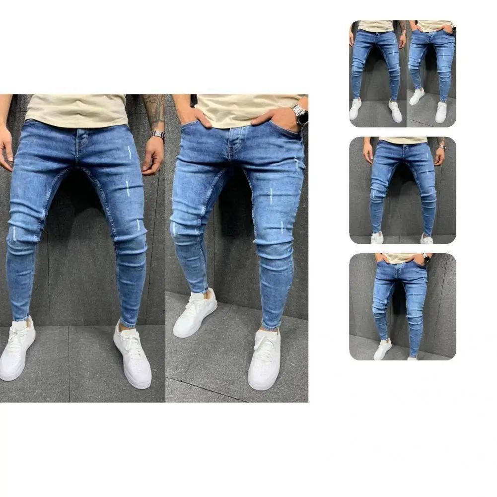 

Streetwear Great Young Style Ripped Jeans Slim Fit Pants Worn Design for Going Out
