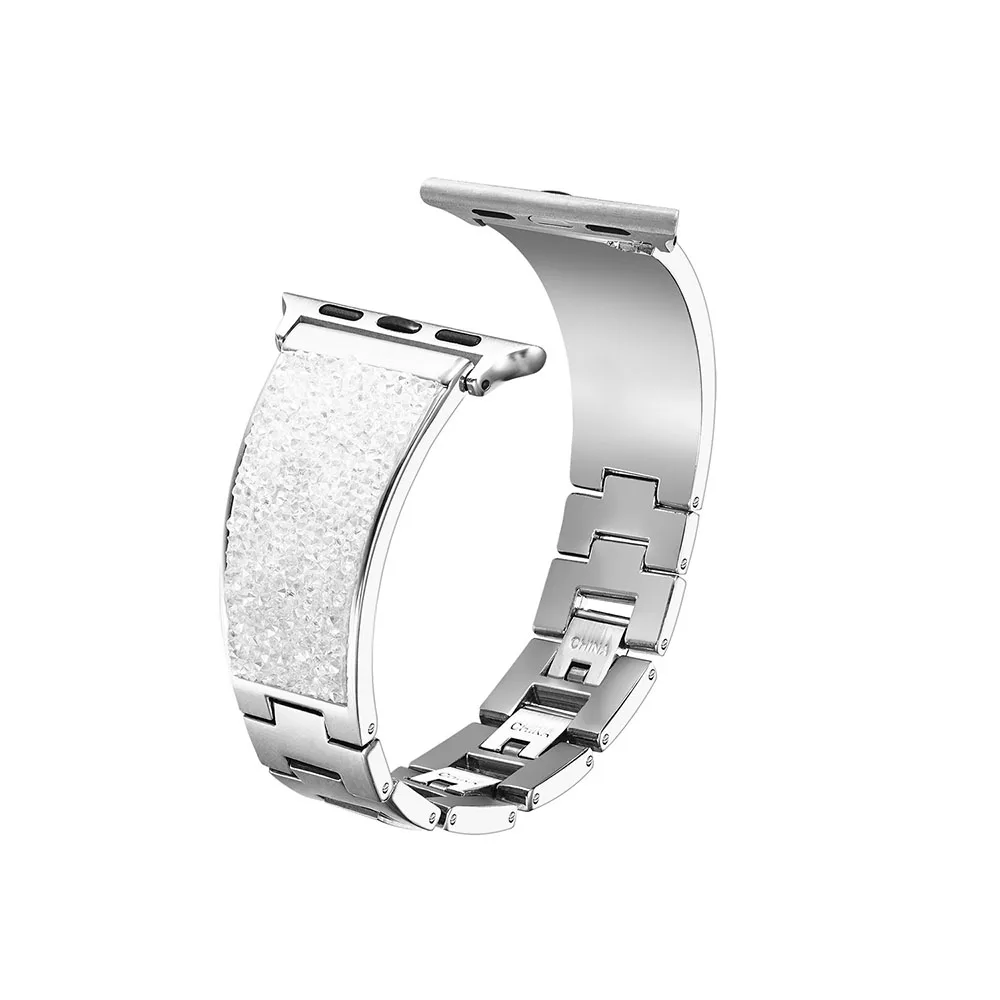 Metal Diamond-Studded Stainless Steel Chain Bracelet For Apple Watch Strap 6 5 4 3 2 SE 38mm 40mm 42mm 44mm | Наручные часы