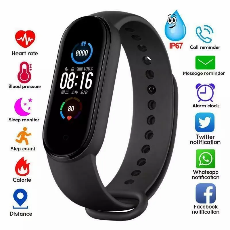 M5 Men Women Fitness Tracker Sports Smart Watch Bracelet Heart Rate Blood Pressure Monitor Health Wristband Bluetooth Smart Band
M5 Men Women Fitness Tracker Sports Smart Watch Bracelet Heart Rate Blood Pressure Monitor Health Wristband Bluetooth Smart Band