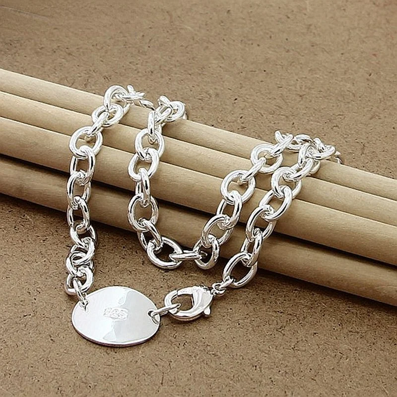 925 Sterling Silver 18 Inch Chain Oval Round Pendant Necklace For Women Wedding Engagement Fashion Jewelry
925 Sterling Silver 18 Inch Chain Oval Round Pendant Necklace For Women Wedding Engagement Fashion Jewelry