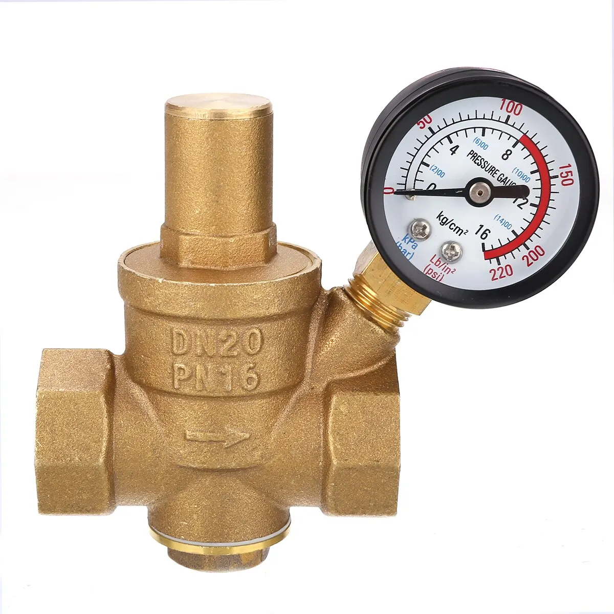 DN20 3/4" Water Pressure Regulator PN 1.6 Pressure Reducer Reducing Valve With Press Gauge Meter for Hydraulic/Water Purifier
DN20 3/4" Water Pressure Regulator PN 1.6 Pressure Reducer Reducing Valve With Press Gauge Meter for Hydraulic/Water Purifier