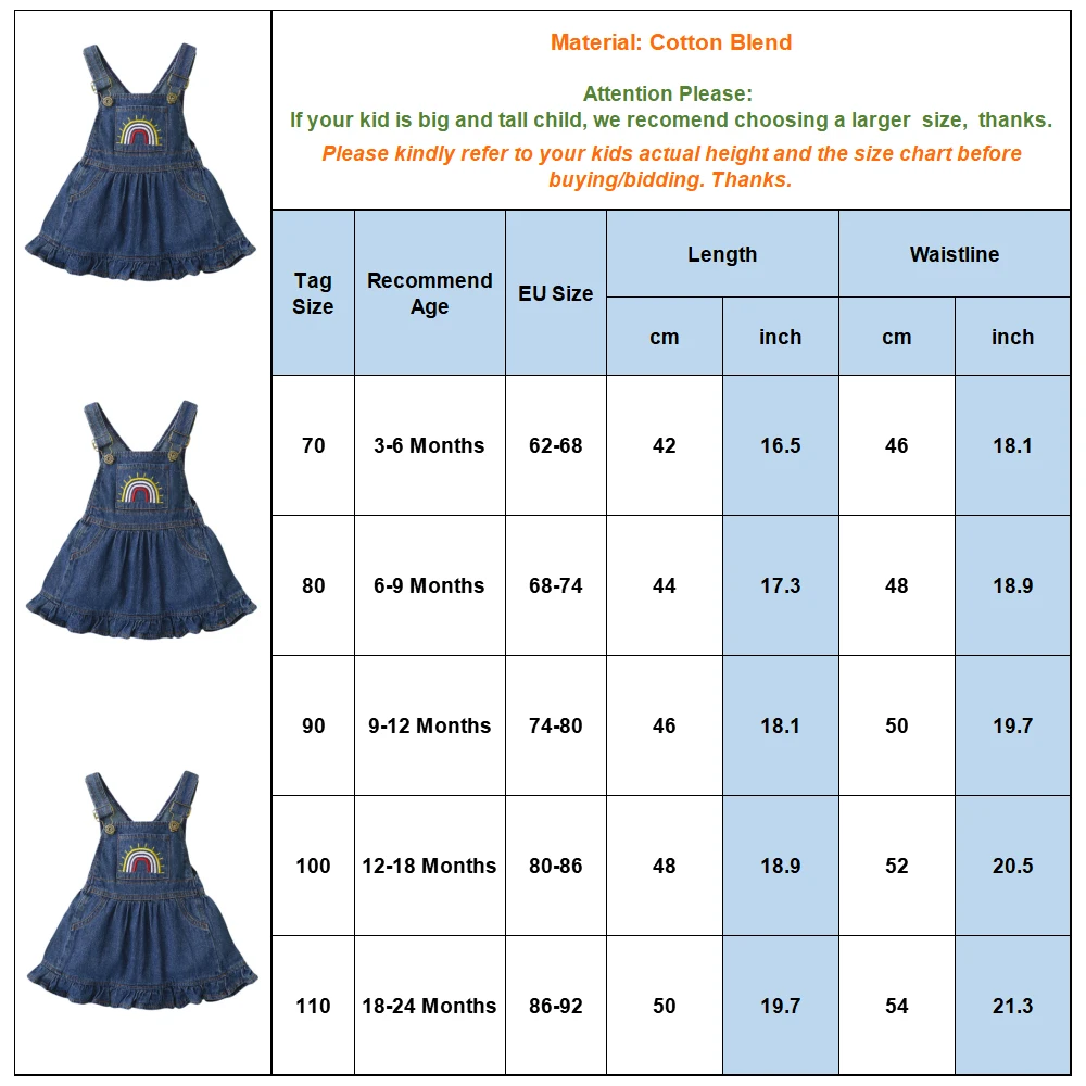 Newborn Baby Girls Vintage Ruffles Denim Dress Rainbow Printed Overalls Dress Infant Girls Clothes Summer Sleeveless Dress H45
Newborn Baby Girls Vintage Ruffles Denim Dress Rainbow Printed Overalls Dress Infant Girls Clothes Summer Sleeveless Dress H45