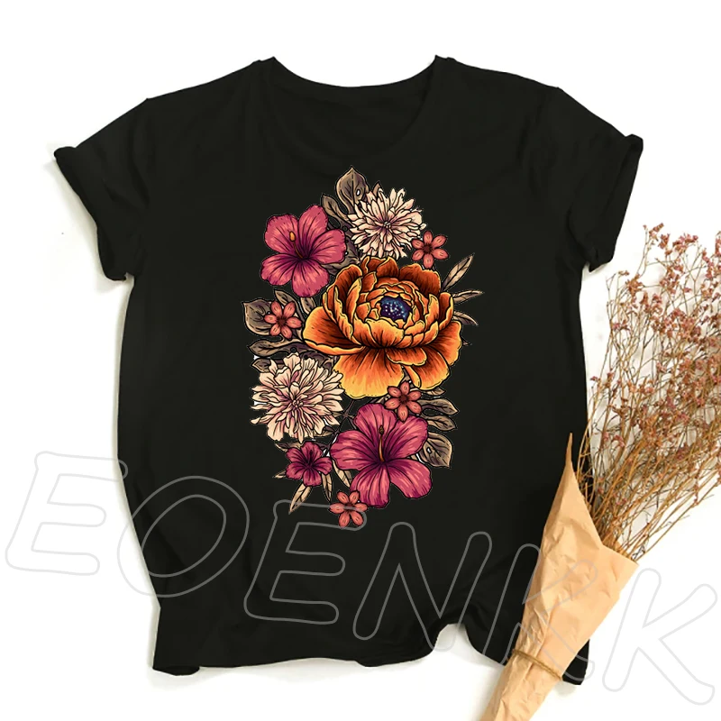 Women Floral Flower Printing Summer Short Sleeved Ladies T-shirt Korean Style Round Neck Tee Fashion Loose Graphic T-shirt
Women Floral Flower Printing Summer Short Sleeved Ladies T-shirt Korean Style Round Neck Tee Fashion Loose Graphic T-shirt