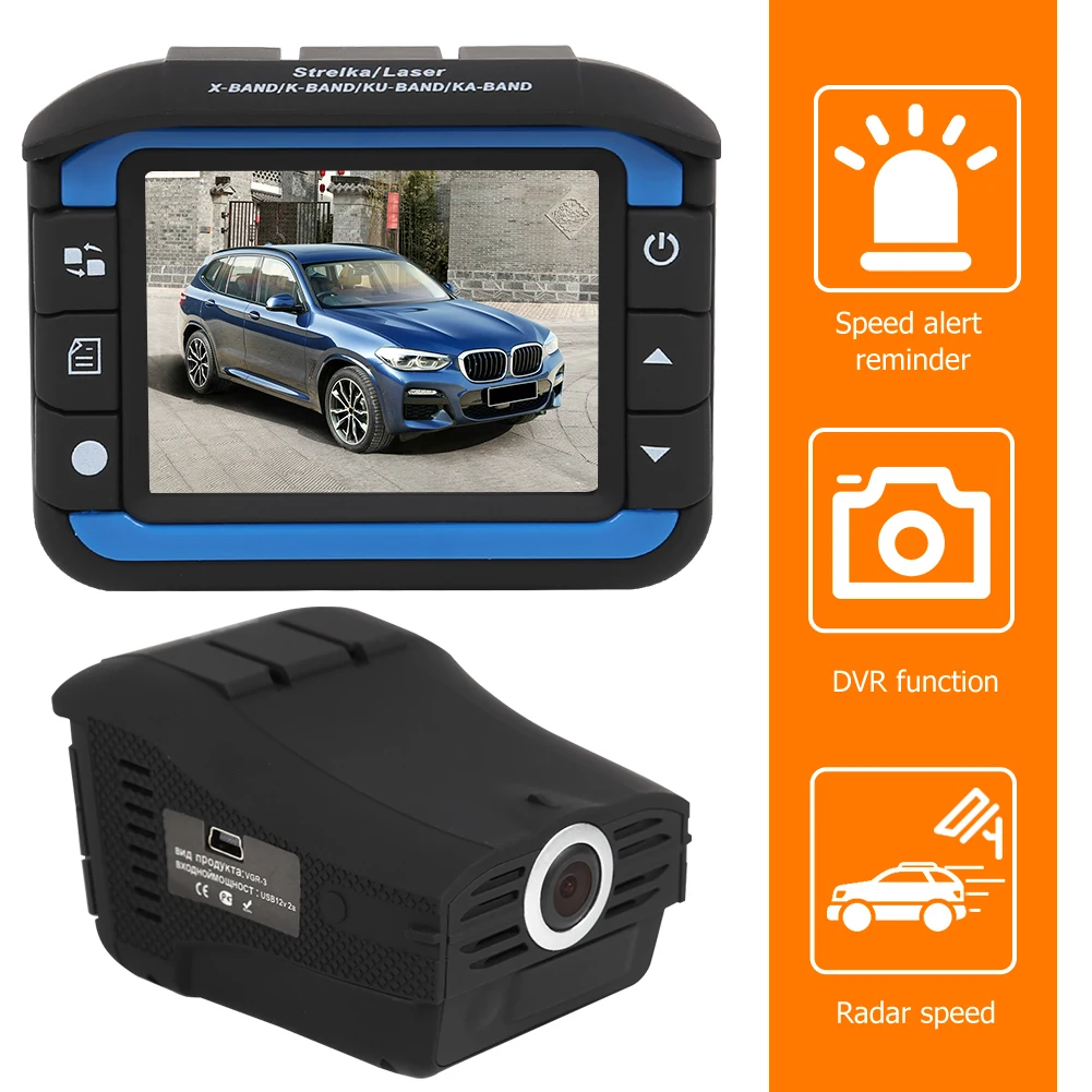 

Car DVR Dash Camera Radar Detector VG3 2 in 1 English Russian Speed Voice Alert for Outdoor Personal Car Decoration