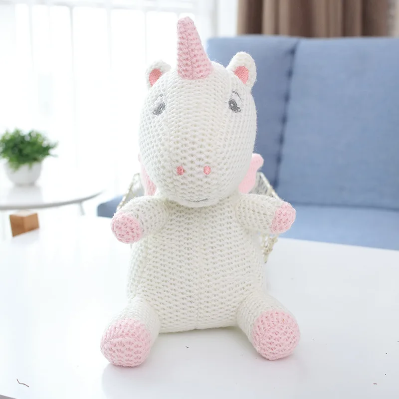 Creative Stuffed Animals Toy Knitted Animal Doll Baby Comfort Rattle Crochet Knit Cute Little Bear | Игрушки и хобби