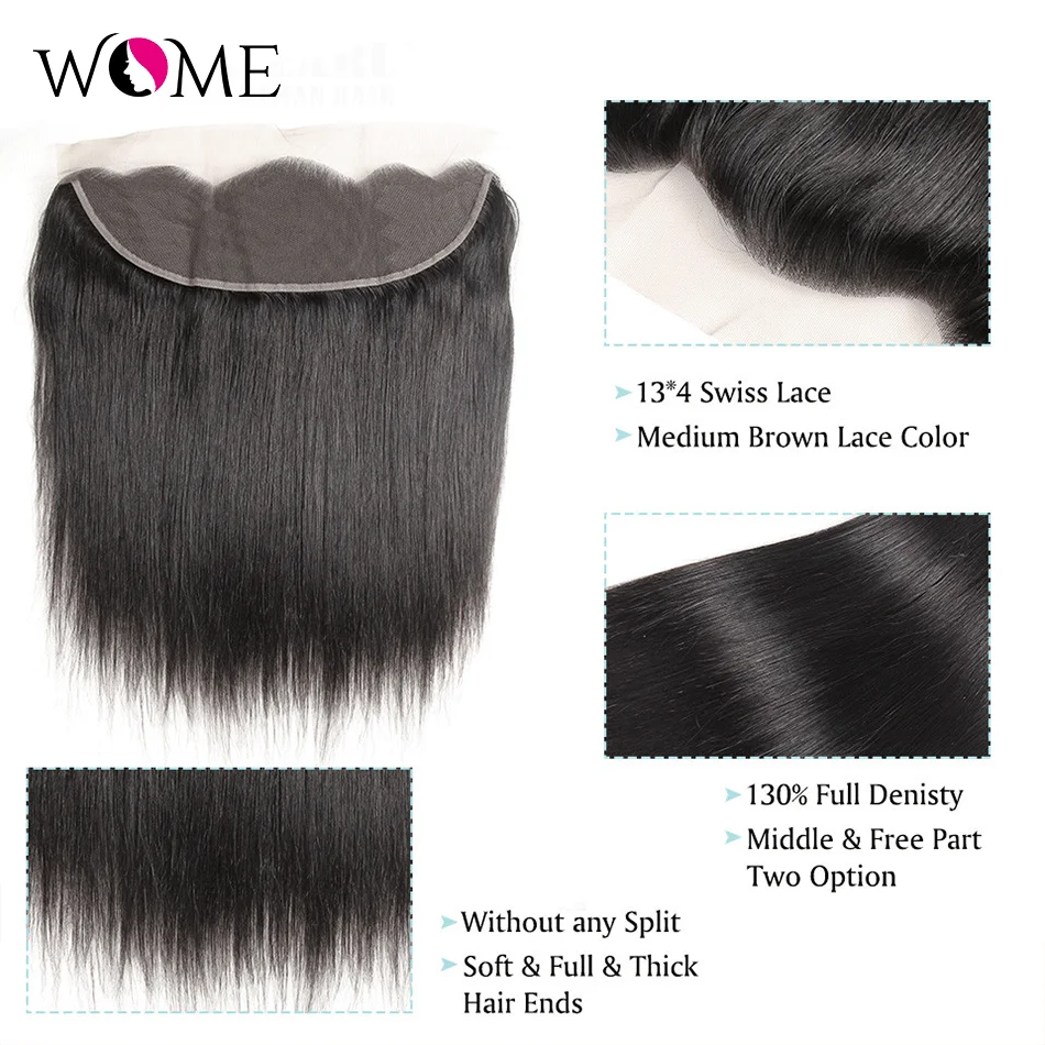 Wome Straight Bundles With Closure Brazilian Human Hair Bundles with Frontal Transparent 13x4 Lace Frontal Remy Hair
Wome Straight Bundles With Closure Brazilian Human Hair Bundles with Frontal Transparent 13x4 Lace Frontal Remy Hair