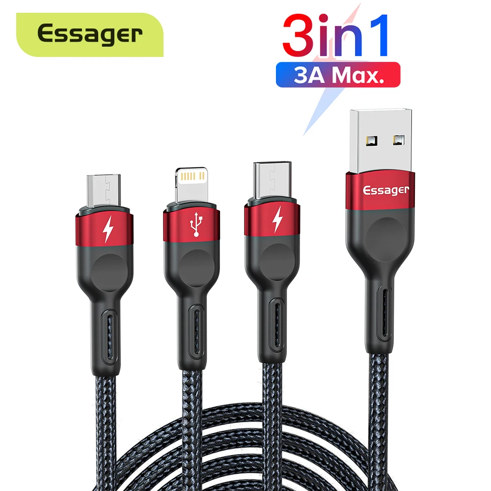 Essager 3 in 1 USB Cable For iPhone 13 12 11 X Micro USB Type C Cable For Xiaomi Samsung Huawei Mobile Phones Charging Cord Wire
Essager 3 in 1 USB Cable For iPhone 13 12 11 X Micro USB Type C Cable For Xiaomi Samsung Huawei Mobile Phones Charging Cord Wire