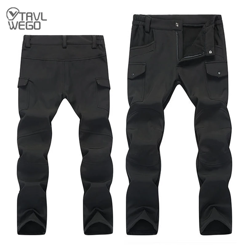 

TRVLWEGO Winter Mens Pants Military Tactical Softshell Fleece Keep Warm Waterproof Big Pockets Sports Skiing Trekking Trousers