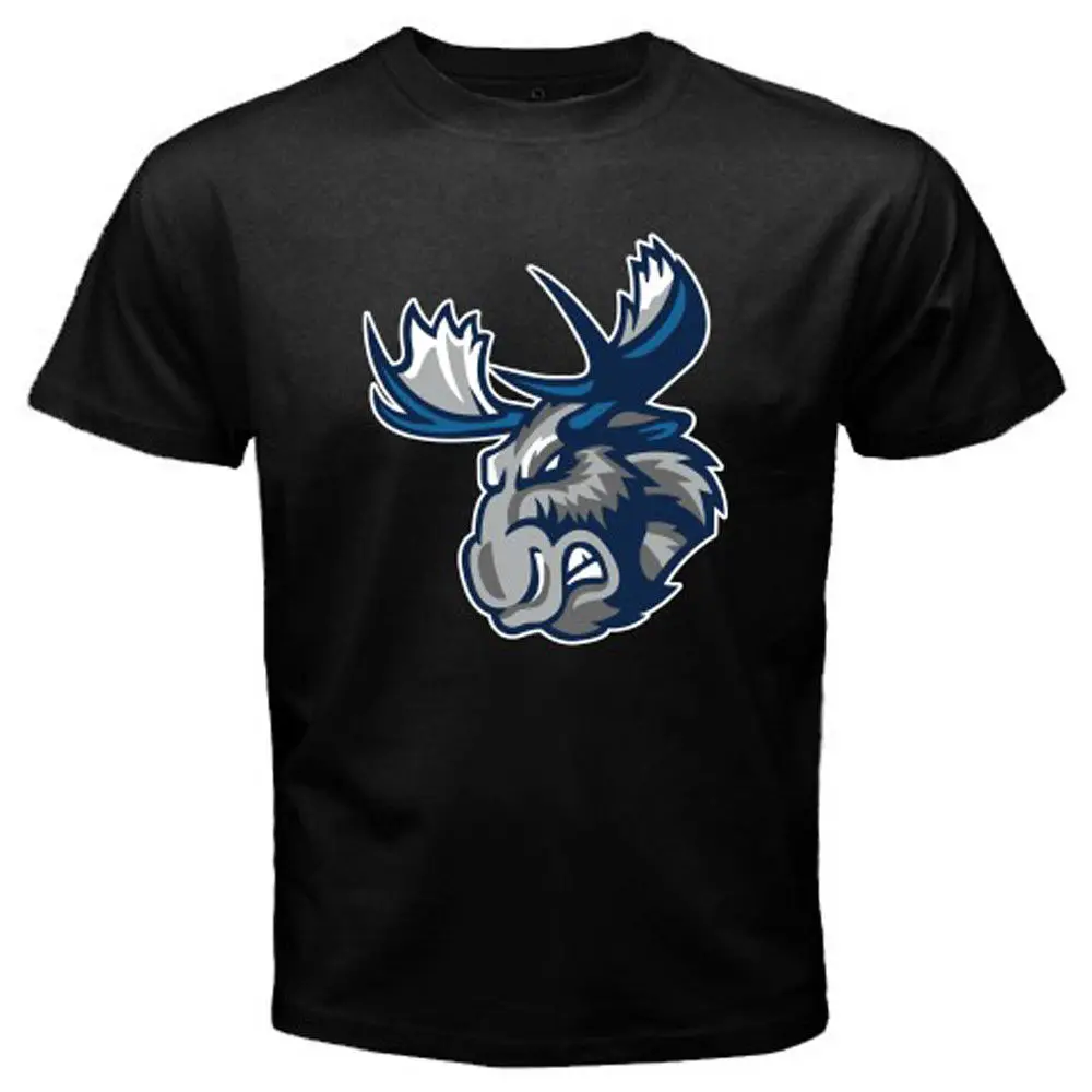 Новая мужская черная футболка с логотипом MANITOBA MOOSE AHL Hockey Winnipeg Размер S до 3XL