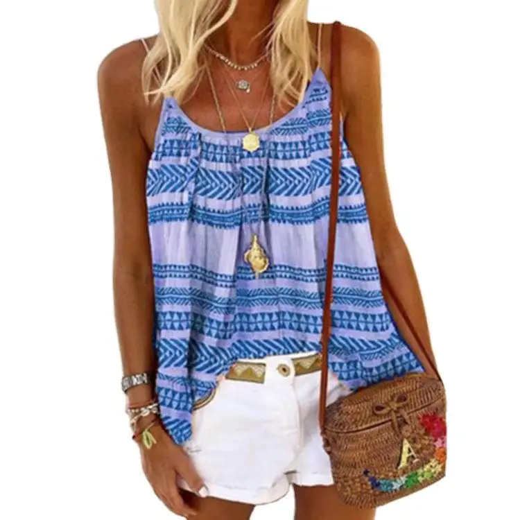 New European and American Summer Print Hit Color Beach Striped Women's Camisole Casual Camis Striped Explosion
New European and American Summer Print Hit Color Beach Striped Women's Camisole Casual Camis Striped Explosion