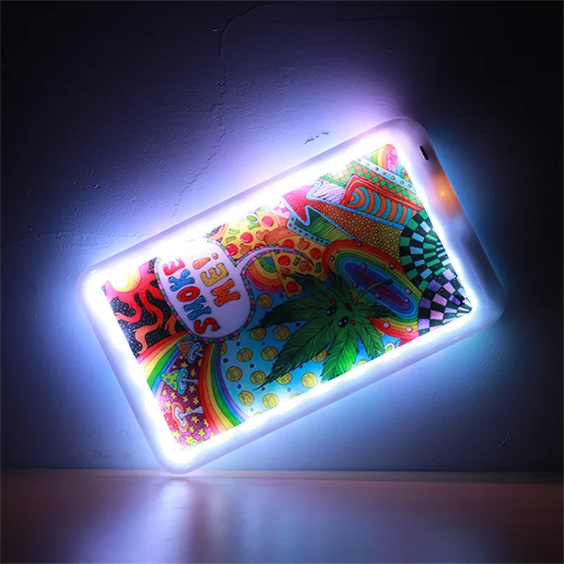 

Glow Customize led Rolling weed Tray Smoking Accessories Rechargeable LED Tobacco Trays Gift Led Rolling Tray Gadgets for Men