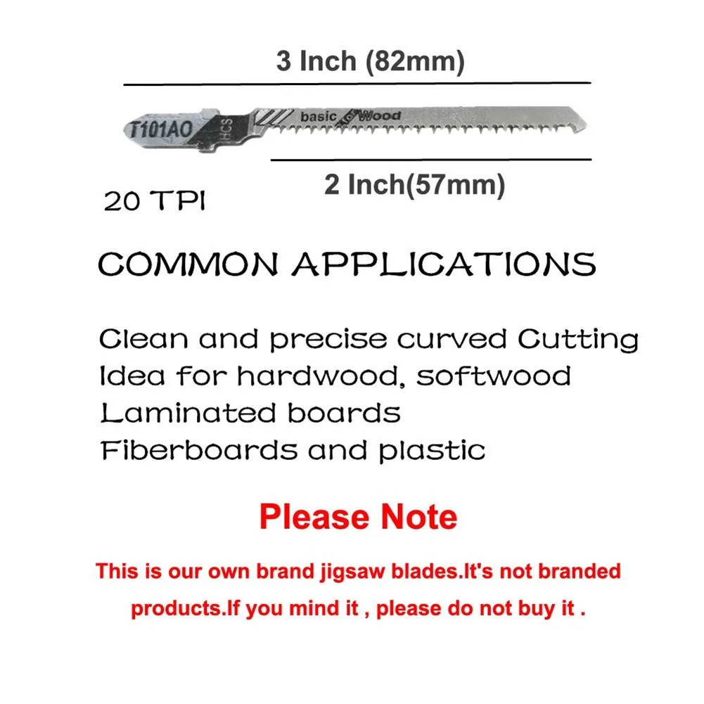50Pc T101AO T-Shank HCS Jig Saw Blade 3Inch 20TPI For Cutting Wood PVC Plastic Hardwood Softwood Laminated Boards High Quality
50Pc T101AO T-Shank HCS Jig Saw Blade 3Inch 20TPI For Cutting Wood PVC Plastic Hardwood Softwood Laminated Boards High Quality