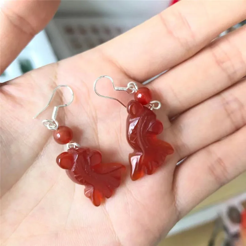 Natural Hand Made Red Agate Goldfish Earrings Carnelian Crystals Gift For Home Decoration Accessories
Natural Hand Made Red Agate Goldfish Earrings Carnelian Crystals Gift For Home Decoration Accessories