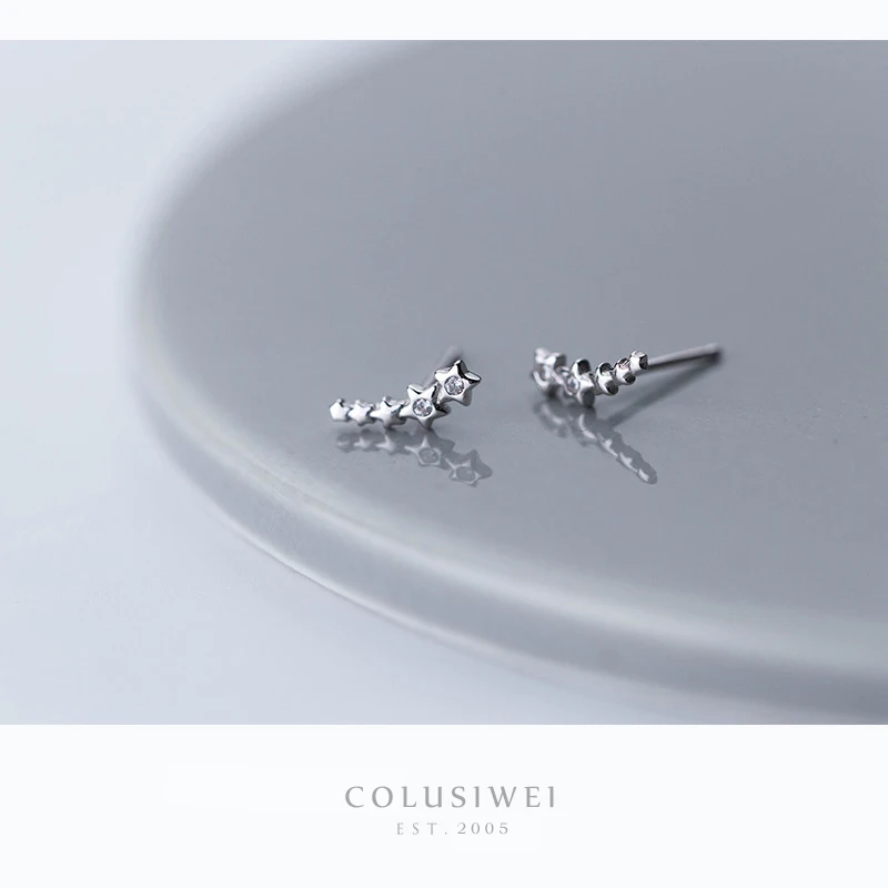 

Colusiwei Authentic 100% 925 Sterling Silver Clear cz Tiny Small Stars Stud Earrings for Women Kids Fashion Fine Silver Jewelry