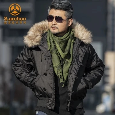 

2021Winter N2B puffer jacket men canada coat military fur hood warm trench camouflage tactical bomber army korean parka