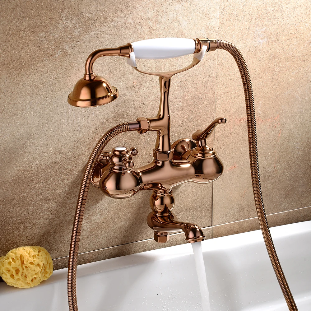 SKOWLL Bathtub Faucet Wall Mount with Hand Shower Tub Faucet 2 Hole Dual Handle Telephone Style Hand Set Mixer Tap, SK-4265
SKOWLL Bathtub Faucet Wall Mount with Hand Shower Tub Faucet 2 Hole Dual Handle Telephone Style Hand Set Mixer Tap, SK-4265