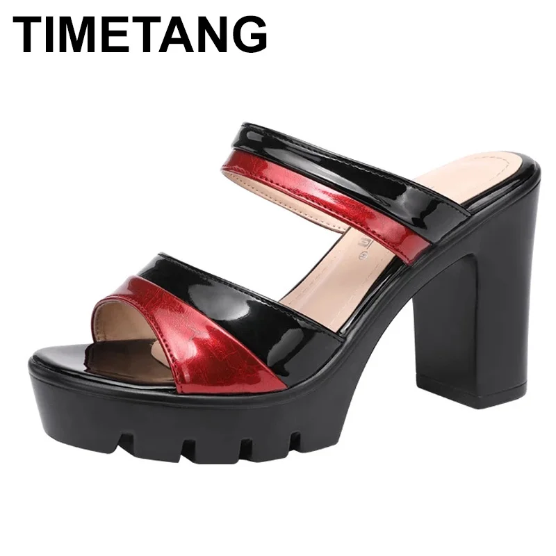 TIMETANG Peep Toe Block Heels Women's Slipper Big Size Summer Shoes Outside Female Platform Shoes High Heels for Ladies Wedding
TIMETANG Peep Toe Block Heels Women's Slipper Big Size Summer Shoes Outside Female Platform Shoes High Heels for Ladies Wedding