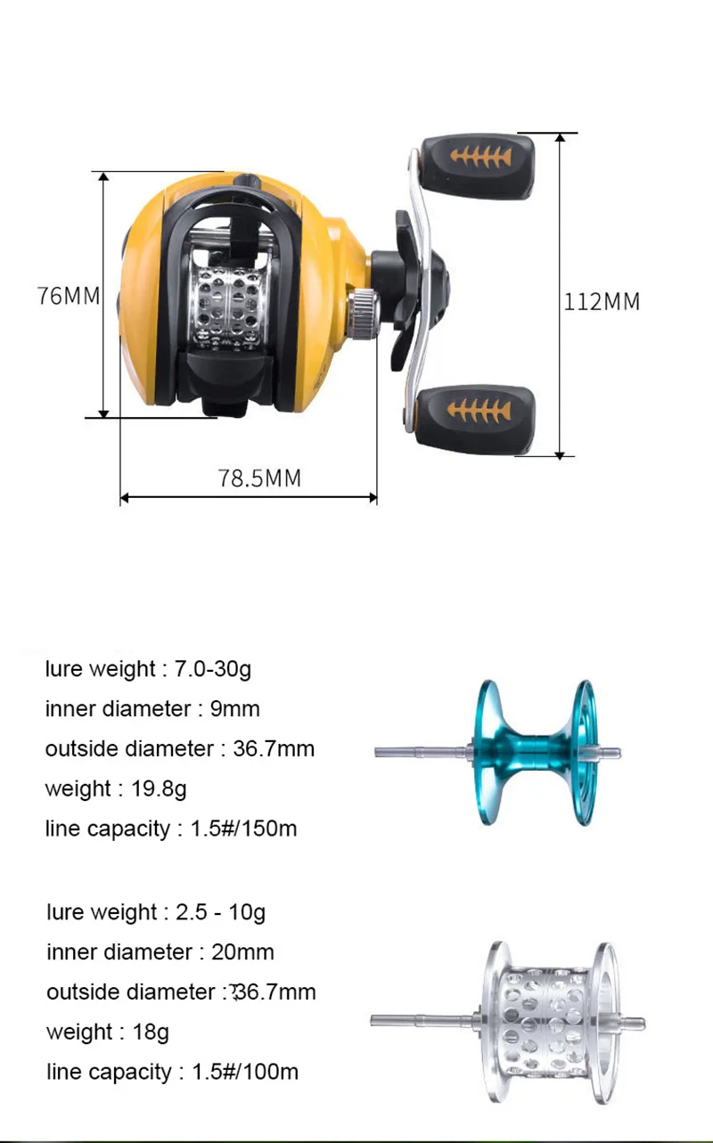 Baitcasting Fishing Reel metal Shallow spool brake 8 kg high speed 7.0:1 Lure Reel 12+1BB magnetic brake Bait Casting reel YUYU
Baitcasting Fishing Reel metal Shallow spool brake 8 kg high speed 7.0:1 Lure Reel 12+1BB magnetic brake Bait Casting reel YUYU