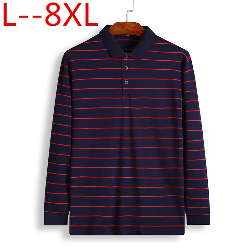 

casual Plus 8xl long 6xl sleeve business mens shirts male striped brand polo shirt designer men tenis polos camisa social